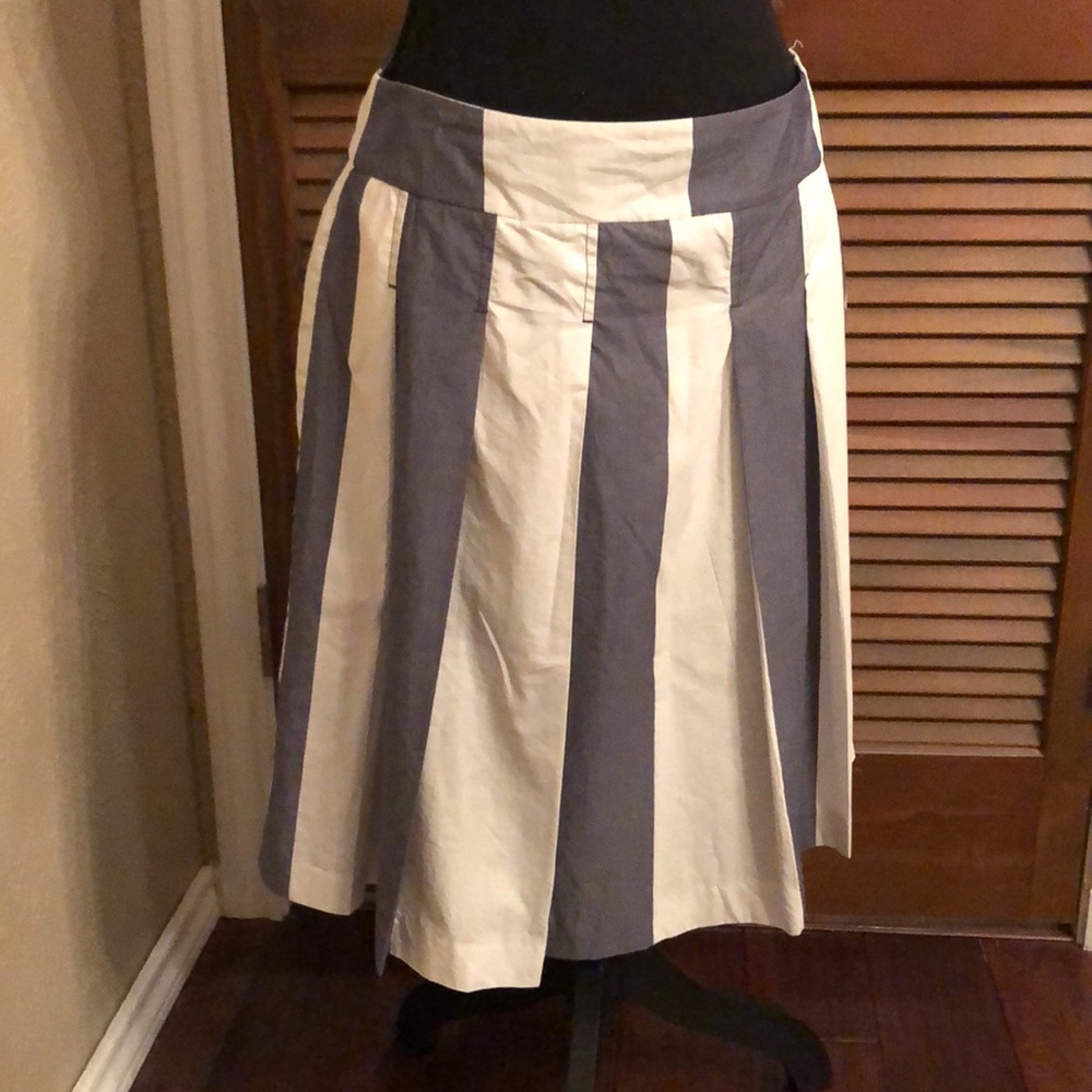 Boden Navy and White Striped Skirt